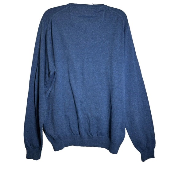 Fynch-Hatton Sweater Men's Size XL Extra-fine Cotton Blue Long Sleeves V Neck - Picture 2 of 10